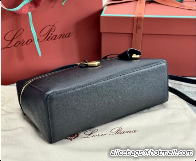 Sumptuous Loro Piana LP Extra Bag L27 in Palm-Grained Leather Black 2026 FAO3001