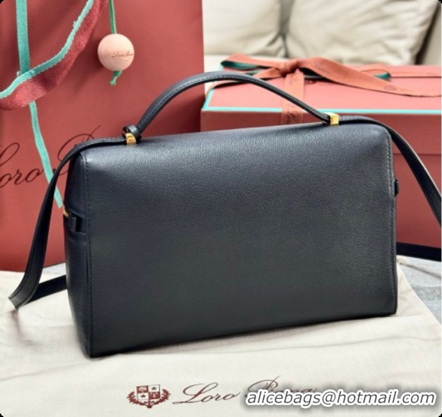 Sumptuous Loro Piana LP Extra Bag L27 in Palm-Grained Leather Black 2026 FAO3001