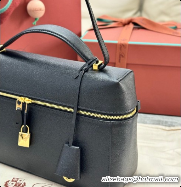 Sumptuous Loro Piana LP Extra Bag L27 in Palm-Grained Leather Black 2026 FAO3001