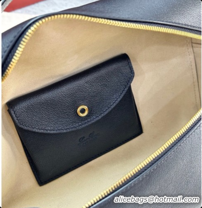 Sumptuous Loro Piana LP Extra Bag L27 in Palm-Grained Leather Black 2026 FAO3001