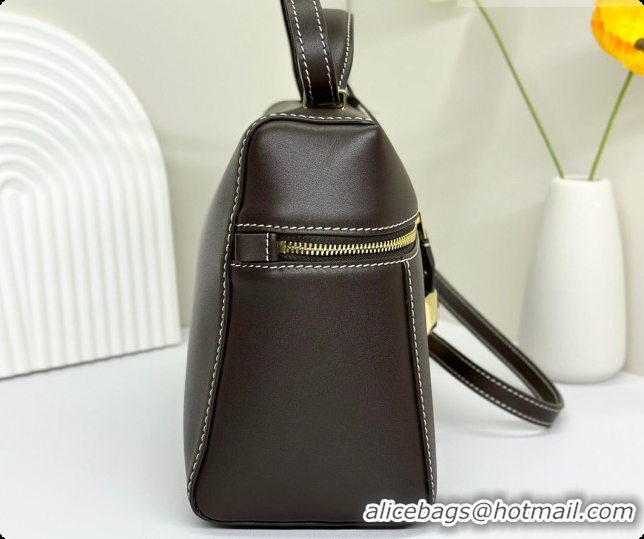 Luxury Loro Piana LP Extra Bag L27 in Smooth Leather Dark Brown 2026 FAO3001