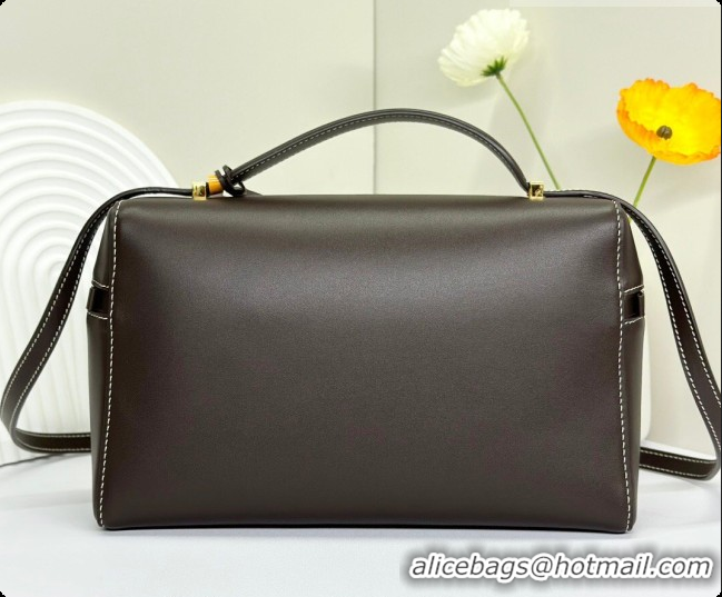 Luxury Loro Piana LP Extra Bag L27 in Smooth Leather Dark Brown 2026 FAO3001