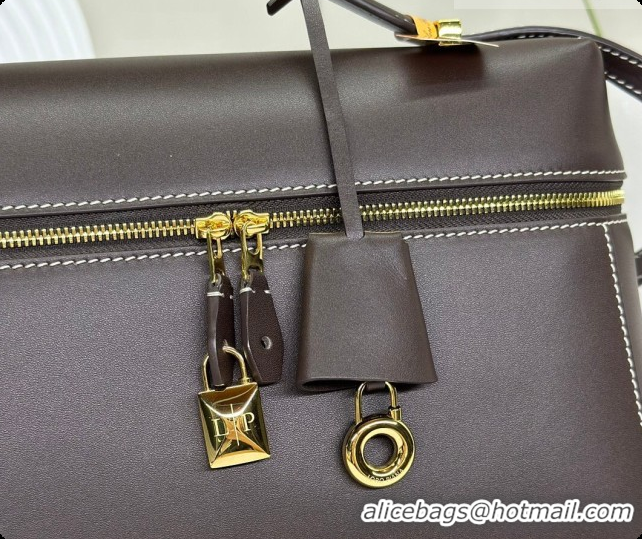 Luxury Loro Piana LP Extra Bag L27 in Smooth Leather Dark Brown 2026 FAO3001