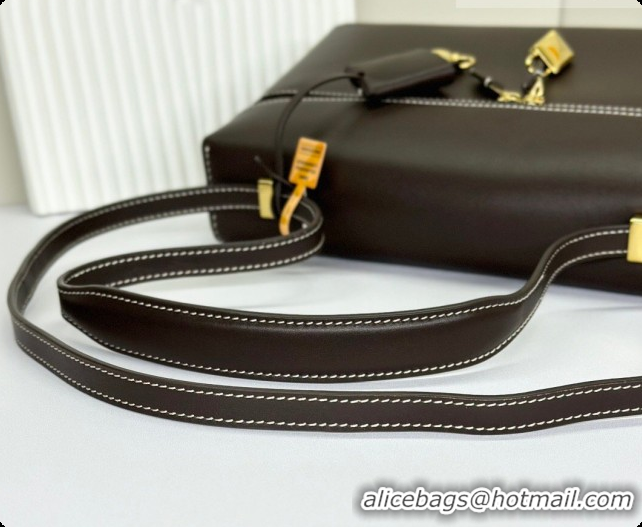Luxury Loro Piana LP Extra Bag L27 in Smooth Leather Dark Brown 2026 FAO3001