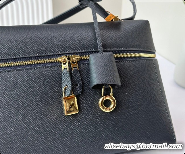 Best Design Loro Piana LP Extra Bag L27 in Palm-Grained Leather Navy Blue 2026 FAO3001