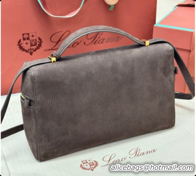 Big Discount Loro Piana LP Extra Bag L27 in Wave Nubuck Leather Coffee 2026 FAO3001