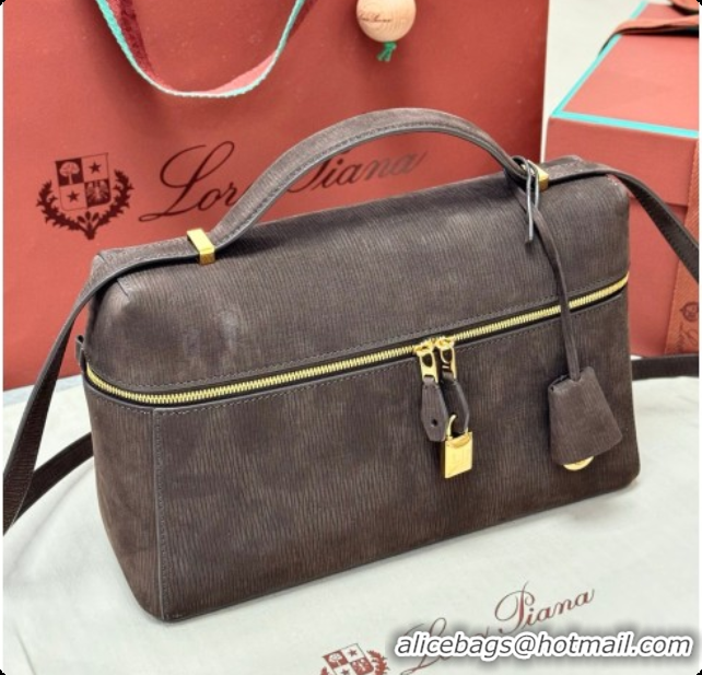 Big Discount Loro Piana LP Extra Bag L27 in Wave Nubuck Leather Coffee 2026 FAO3001