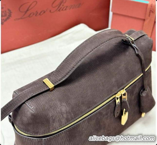 Big Discount Loro Piana LP Extra Bag L27 in Wave Nubuck Leather Coffee 2026 FAO3001