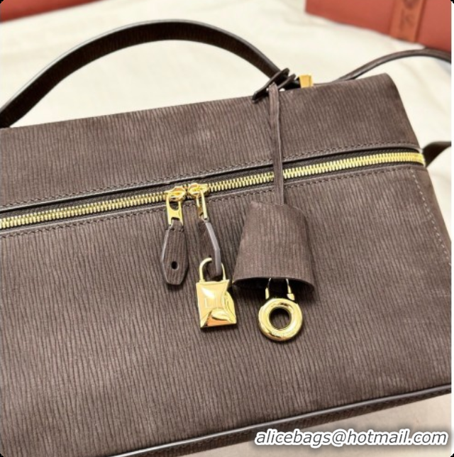 Big Discount Loro Piana LP Extra Bag L27 in Wave Nubuck Leather Coffee 2026 FAO3001