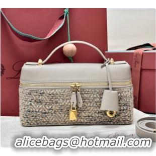 Discount Loro Piana LP Extra Bag L23 in Tweed and Leather Dove Grey 2026 FAQ2126