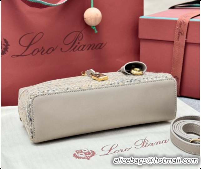 Discount Loro Piana LP Extra Bag L23 in Tweed and Leather Dove Grey 2026 FAQ2126