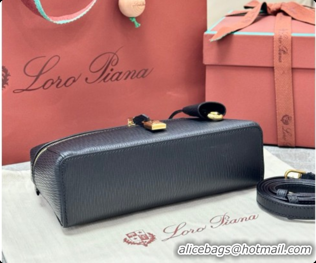 Best Price Loro Piana LP Extra Bag L23 in Wave Leather Black 2026 FAQ2126