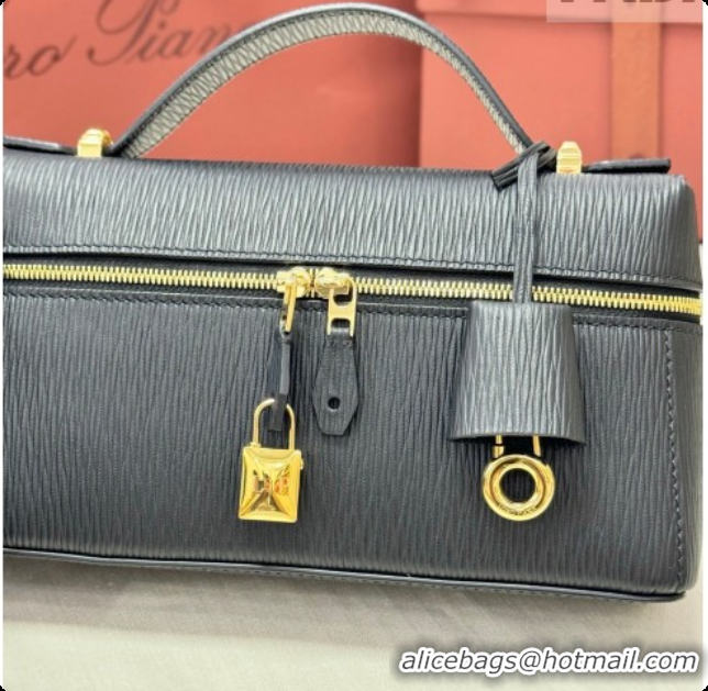 Best Price Loro Piana LP Extra Bag L23 in Wave Leather Black 2026 FAQ2126