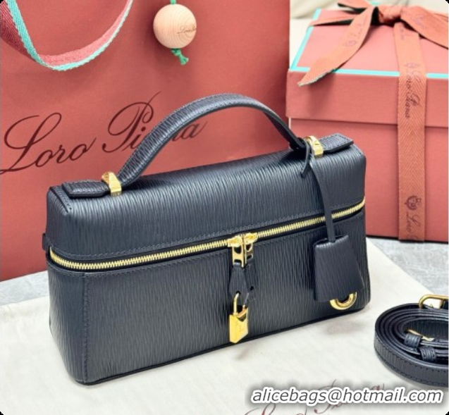 Best Price Loro Piana LP Extra Bag L23 in Wave Leather Black 2026 FAQ2126