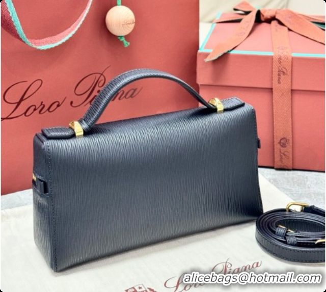 Best Price Loro Piana LP Extra Bag L23 in Wave Leather Black 2026 FAQ2126