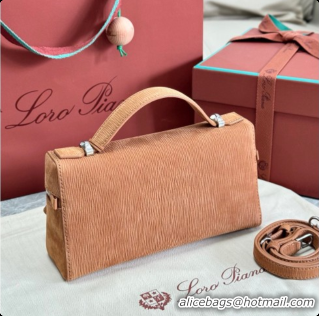 Charming Loro Piana LP Extra Bag L23 in Wave Nubuck Leather Brown 2026 FAQ2126 