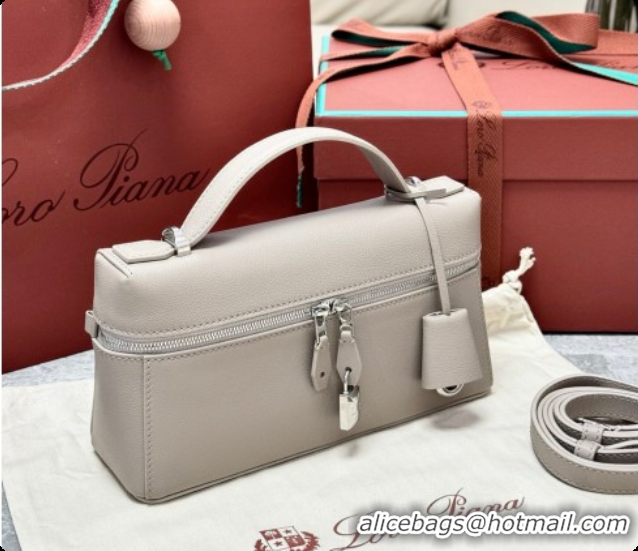 Original Cheap Loro Piana LP Extra Bag L23 in Calfskin Leather Dove Grey 2026 FAQ2126