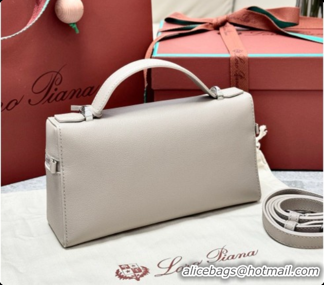 Original Cheap Loro Piana LP Extra Bag L23 in Calfskin Leather Dove Grey 2026 FAQ2126