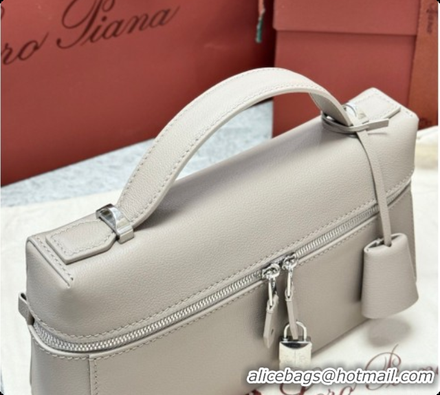 Original Cheap Loro Piana LP Extra Bag L23 in Calfskin Leather Dove Grey 2026 FAQ2126