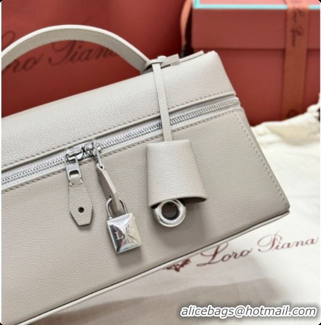 Original Cheap Loro Piana LP Extra Bag L23 in Calfskin Leather Dove Grey 2026 FAQ2126