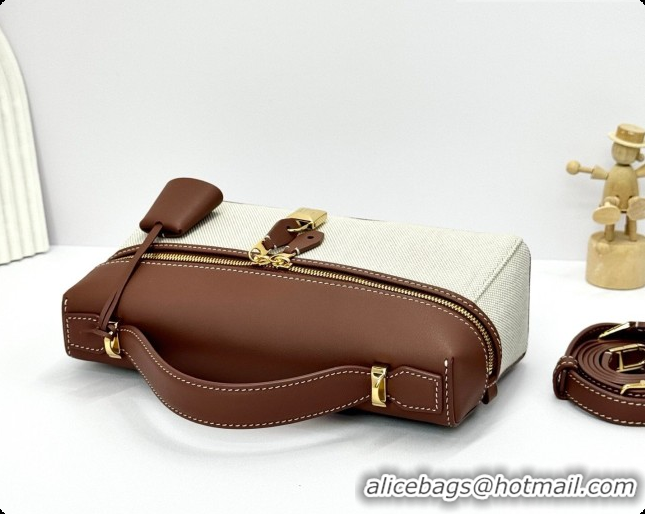 Duplicate Loro Piana LP Extra Bag L23 in Canvas and Leather Dark Brown 2026 FAQ2126