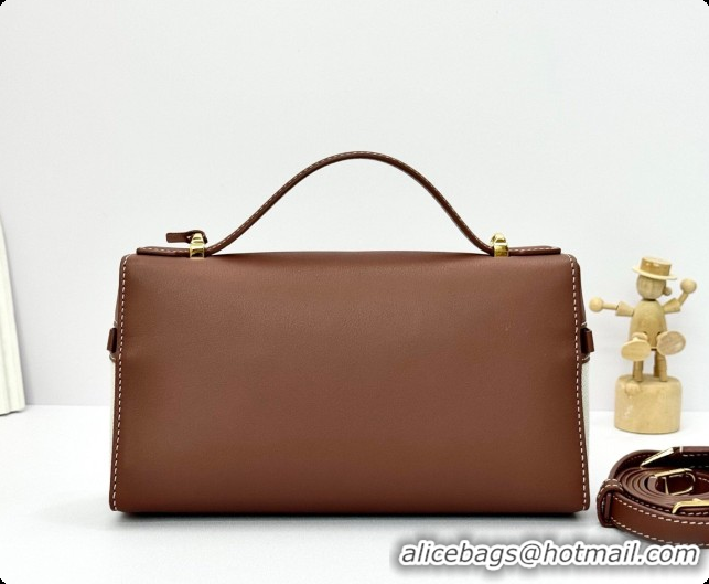 Duplicate Loro Piana LP Extra Bag L23 in Canvas and Leather Dark Brown 2026 FAQ2126