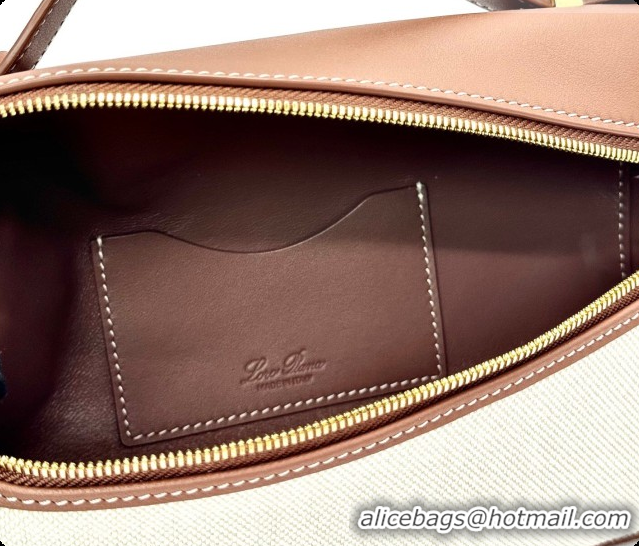 Duplicate Loro Piana LP Extra Bag L23 in Canvas and Leather Dark Brown 2026 FAQ2126