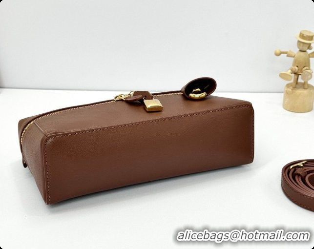 Luxurious Loro Piana LP Extra Bag L23 in Calfskin Leather Dark Brown 2026 FAQ2126