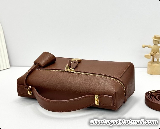 Luxurious Loro Piana LP Extra Bag L23 in Calfskin Leather Dark Brown 2026 FAQ2126