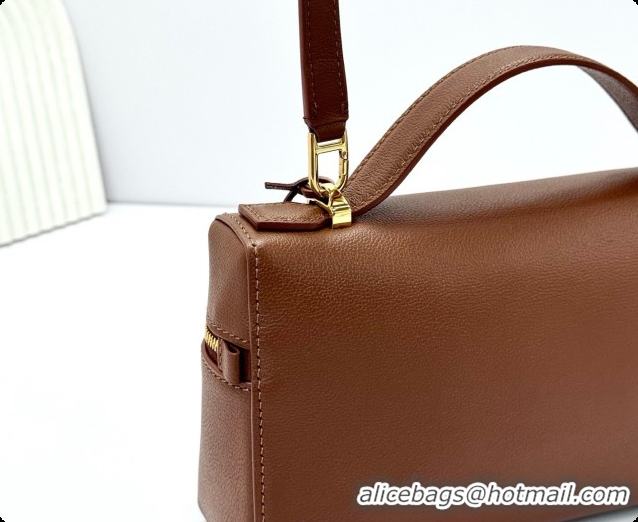 Luxurious Loro Piana LP Extra Bag L23 in Calfskin Leather Dark Brown 2026 FAQ2126