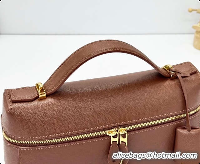 Luxurious Loro Piana LP Extra Bag L23 in Calfskin Leather Dark Brown 2026 FAQ2126