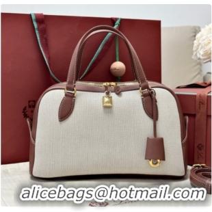 Classic Practical Loro Piana LP Small Needle bag in Canvas and Leather Caramel 2026 0408082