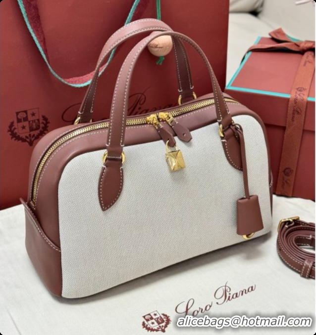 Classic Practical Loro Piana LP Small Needle bag in Canvas and Leather Caramel 2026 0408082