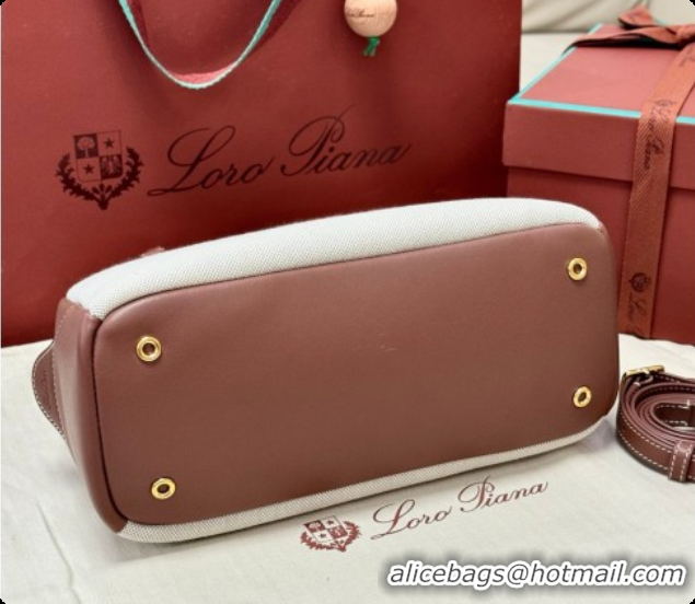 Classic Practical Loro Piana LP Small Needle bag in Canvas and Leather Caramel 2026 0408082