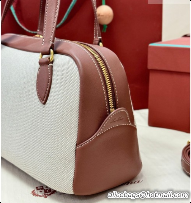Classic Practical Loro Piana LP Small Needle bag in Canvas and Leather Caramel 2026 0408082