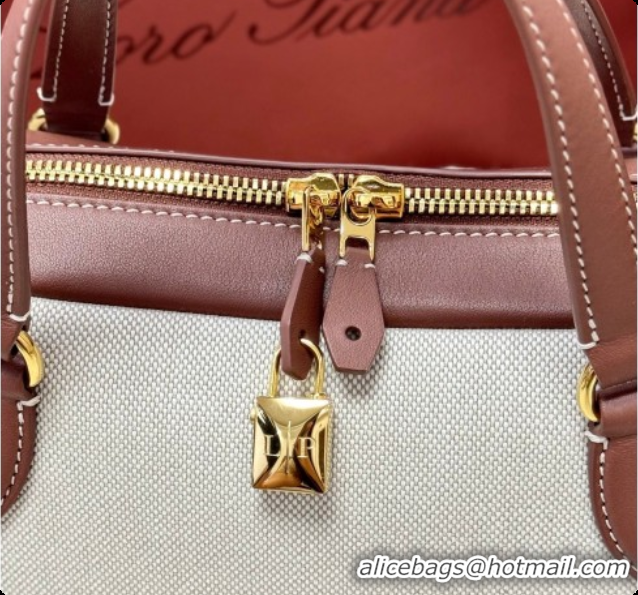 Classic Practical Loro Piana LP Small Needle bag in Canvas and Leather Caramel 2026 0408082