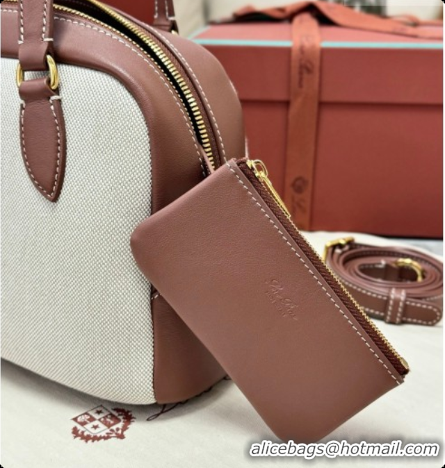 Classic Practical Loro Piana LP Small Needle bag in Canvas and Leather Caramel 2026 0408082