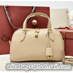 New Style Loro Piana LP Small Needle bag in Grained Leather Light Mastic 2026 0408080
