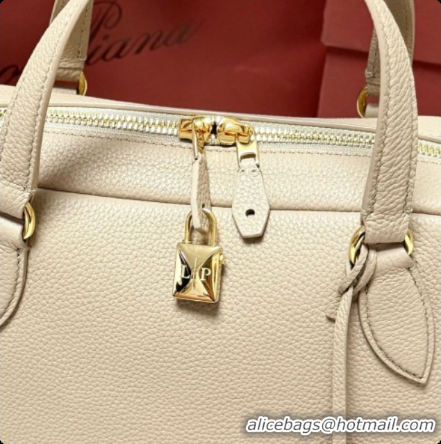 New Style Loro Piana LP Small Needle bag in Grained Leather Light Mastic 2026 0408080