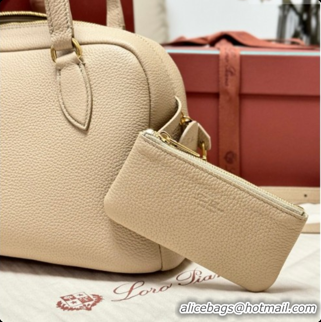 New Style Loro Piana LP Small Needle bag in Grained Leather Light Mastic 2026 0408080