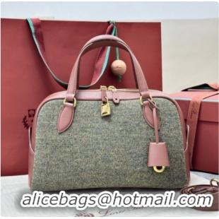 New Design Loro Piana LP Small Needle bag in Cashmere Blend and Leather Caramel/Sage 2026 0408076