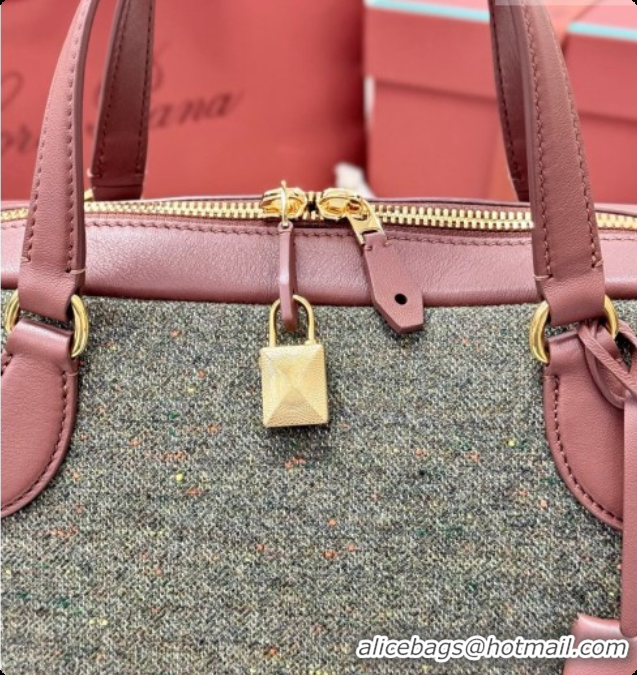 New Design Loro Piana LP Small Needle bag in Cashmere Blend and Leather Caramel/Sage 2026 0408076