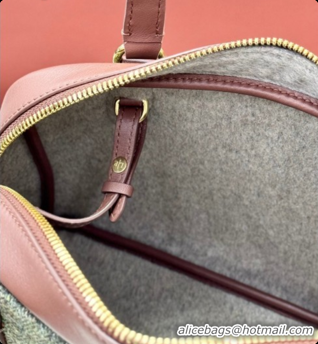 New Design Loro Piana LP Small Needle bag in Cashmere Blend and Leather Caramel/Sage 2026 0408076