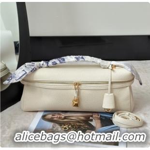 Feminine Loro Piana Extra Softy Bag L33 in Grained Calfskin 8813 White 2026