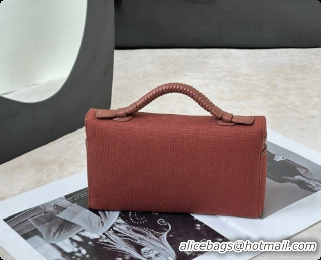 Lowest Cost Loro Piana LP Extra Pocket Pouch L19 in Fabric & Leather 8811 Dark Brown 2026