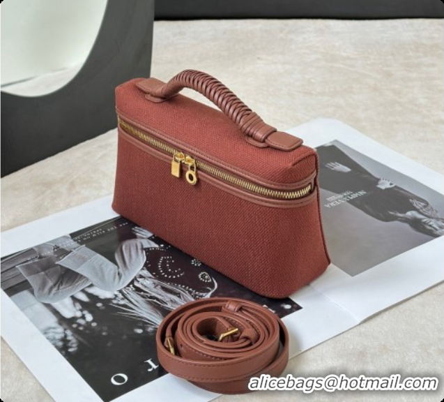 Lowest Cost Loro Piana LP Extra Pocket Pouch L19 in Fabric & Leather 8811 Dark Brown 2026