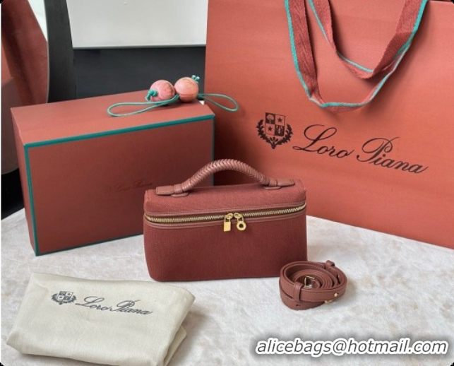 Lowest Cost Loro Piana LP Extra Pocket Pouch L19 in Fabric & Leather 8811 Dark Brown 2026