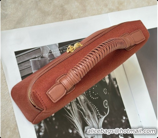 Lowest Cost Loro Piana LP Extra Pocket Pouch L19 in Fabric & Leather 8811 Dark Brown 2026