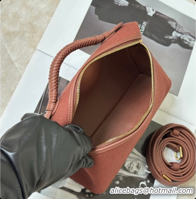 Lowest Cost Loro Piana LP Extra Pocket Pouch L19 in Fabric & Leather 8811 Dark Brown 2026