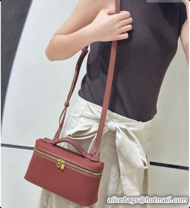 Lowest Cost Loro Piana LP Extra Pocket Pouch L19 in Fabric & Leather 8811 Dark Brown 2026
